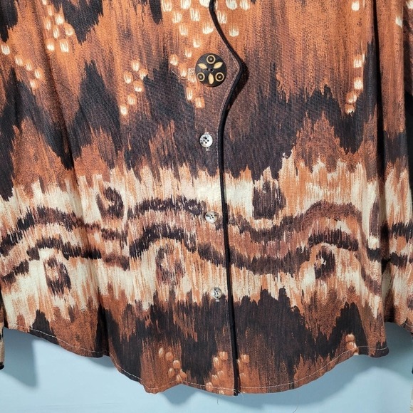 NEW VTG Brown Argyle Pattern Western Rodeo Button Front Cowgirl Top Size Large - Picture 5 of 12
